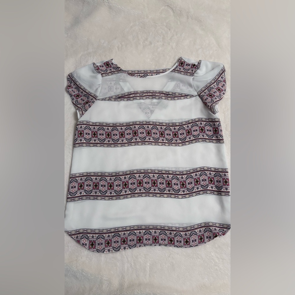 Ann Taylor LOFT - White and Mezco Striped Women's Top - excellent condition